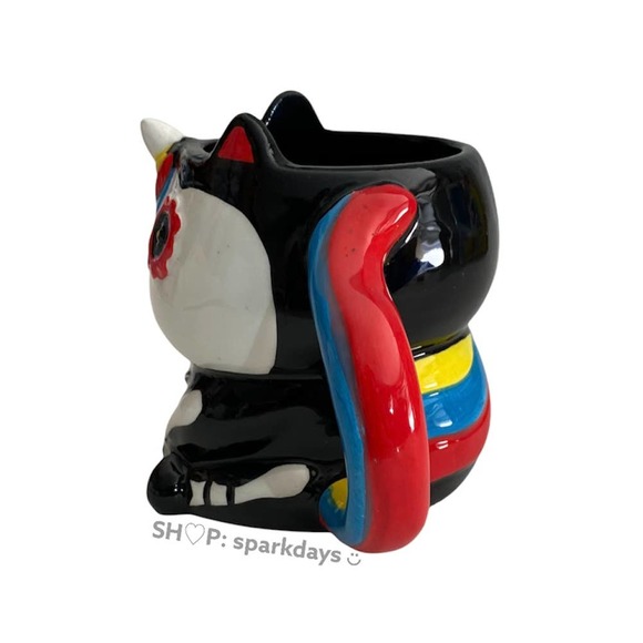 3D Unicorn Sugar Skull Skeleton Rainbow Day of the Dead Retro Ceramic Coffee Mug - Picture 4 of 12